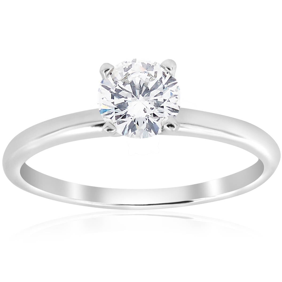 3/4 Ct Round-Cut Natural Diamond Solitaire Engagement Ring 14k White Gold Rings - DailySale