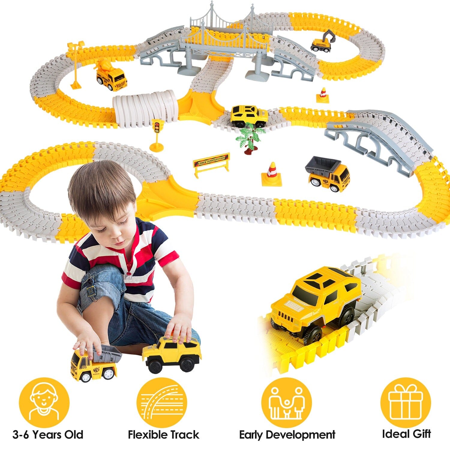 340-Piece: Construction Race Track Toy Set Toys & Games - DailySale