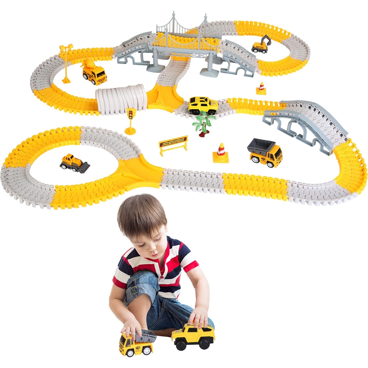 340-Piece: Construction Race Track Toy Set Toys & Games - DailySale