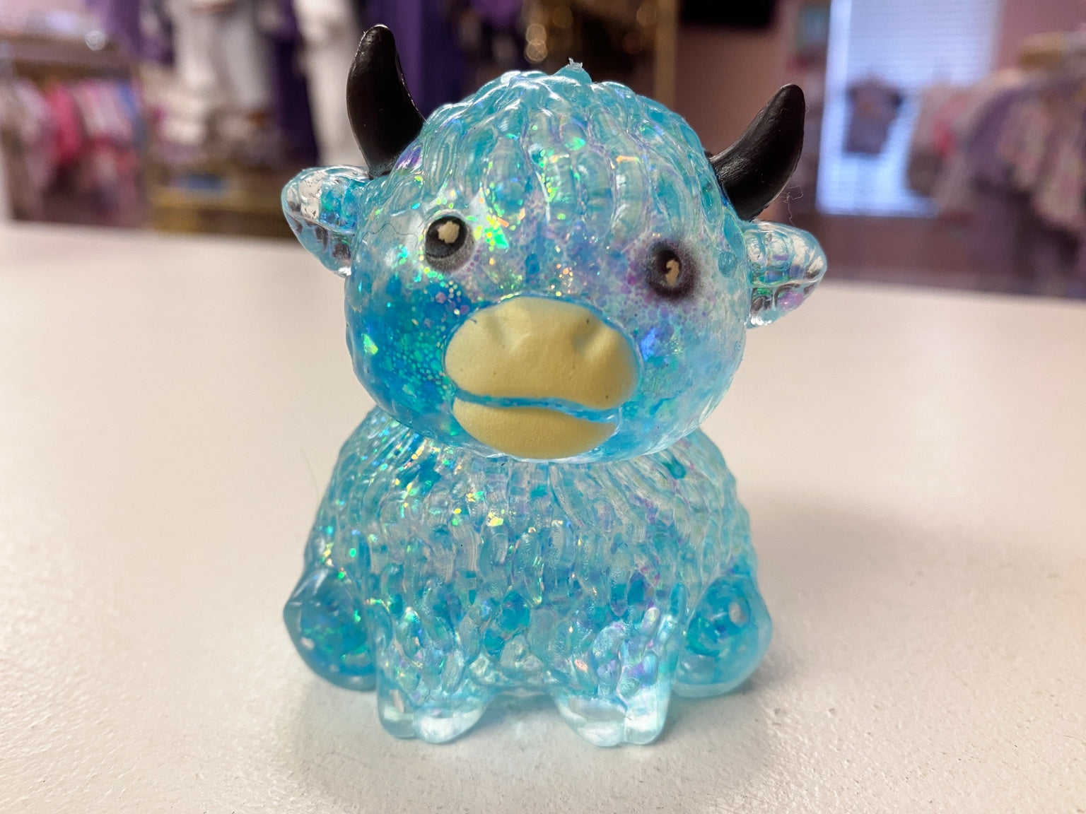 Glitter Highland Cow Squish | Slow Rise Sensory Squeeze Toy | Glitter Fidget Toy