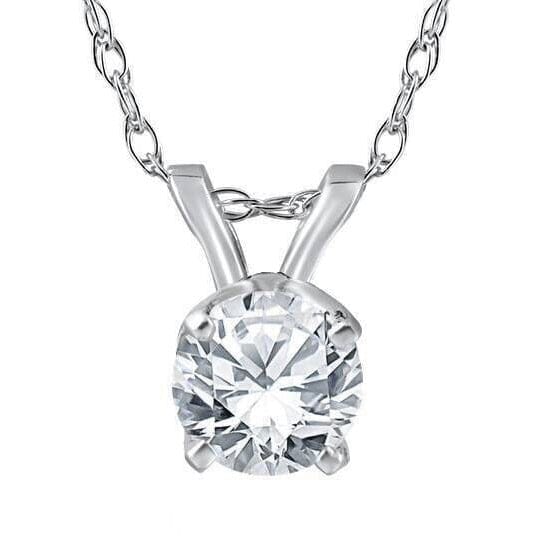 3/4Ct Round Cut Diamond Solitaire Pendant 14K White Gold Necklaces - DailySale