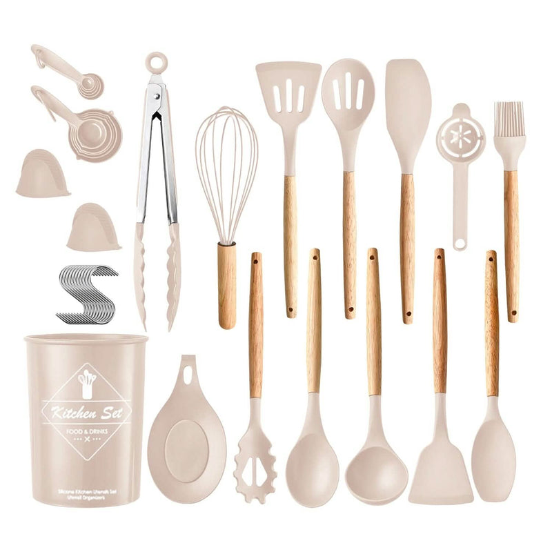 35-Pieces: Kitchen Cooking Utensils Set Kitchen Tools & Gadgets Khaki - DailySale