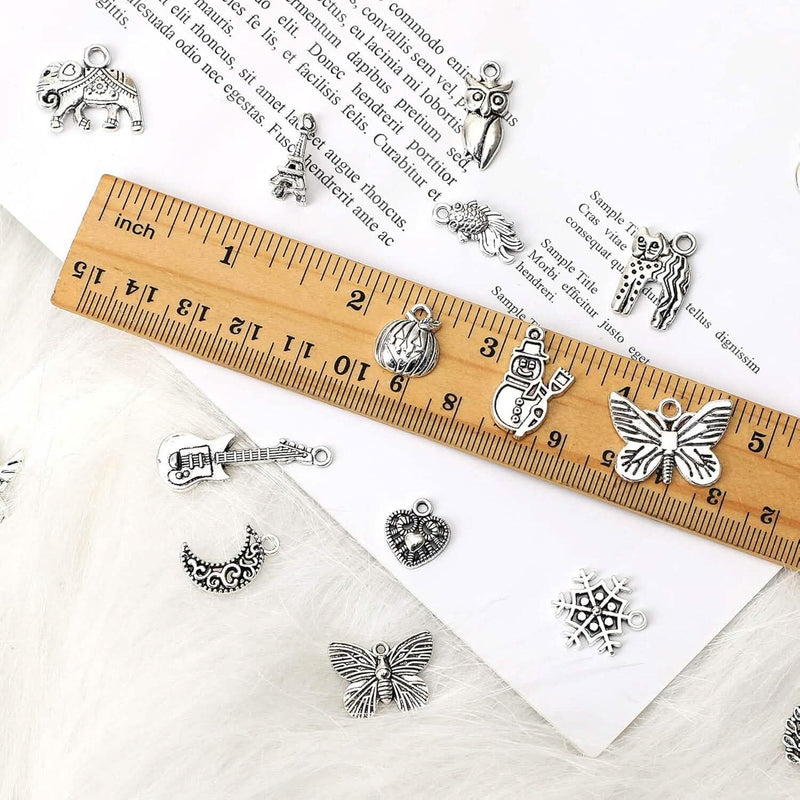 350-Pieces: Silver Charms for Jewelry Making Wholesale Bulk Tibetan Silver Charm Pendants for DIY Necklace Bracelet Earring Craft Supplies Arts & Crafts - DailySale