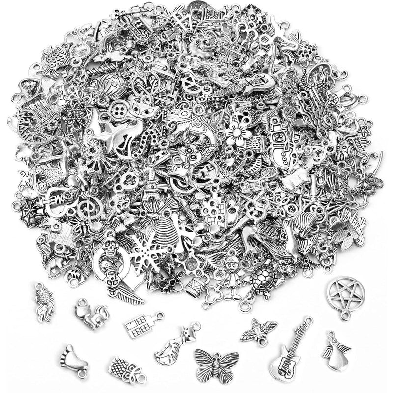 350-Pieces: Silver Charms for Jewelry Making Wholesale Bulk Tibetan Silver Charm Pendants for DIY Necklace Bracelet Earring Craft Supplies Arts & Crafts - DailySale