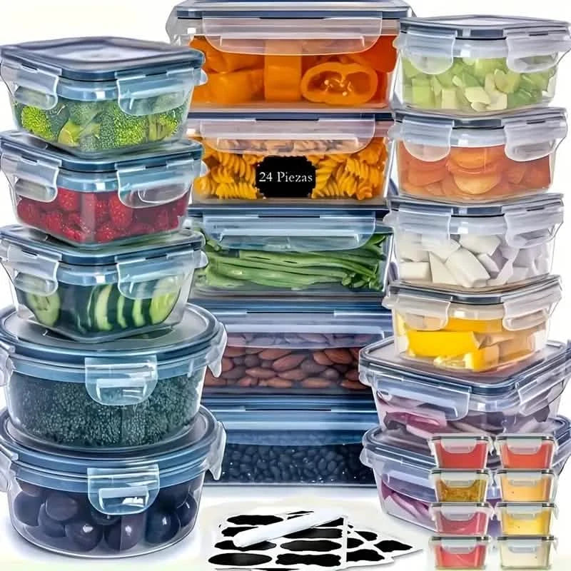 48-Piece Food Storage Container Set – Stackable, Microwave Safe, BPA Free