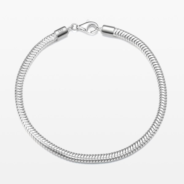 3.5MM Solid 925 Sterling Silver Italian Round Snake Chain Bracelet Made in Italy Bracelets 7" - DailySale