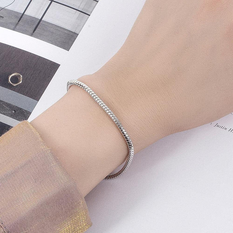 3.5MM Solid 925 Sterling Silver Italian Round Snake Chain Bracelet Made in Italy Bracelets - DailySale