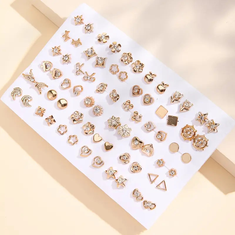 36-Pairs: Women's Fashion Earrings Set - Assorted Heart, Flower, Geometric & More Earrings - DailySale