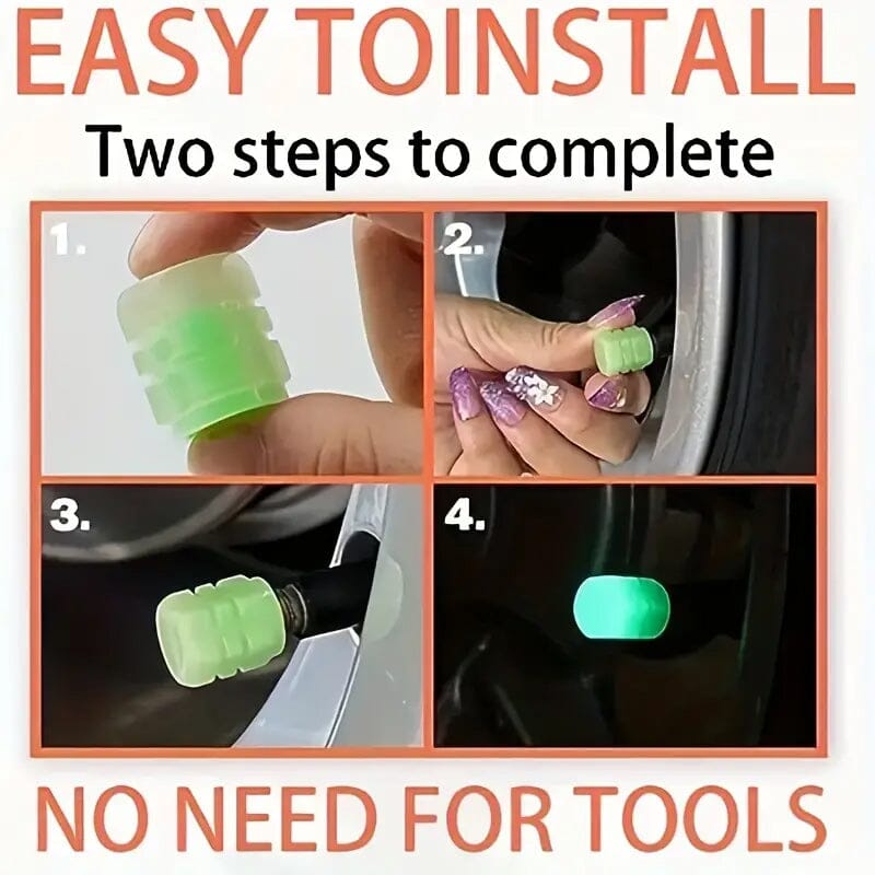 36-Pieces: Glow-in-the-Dark Car Tire Valve Cap Set Automotive - DailySale