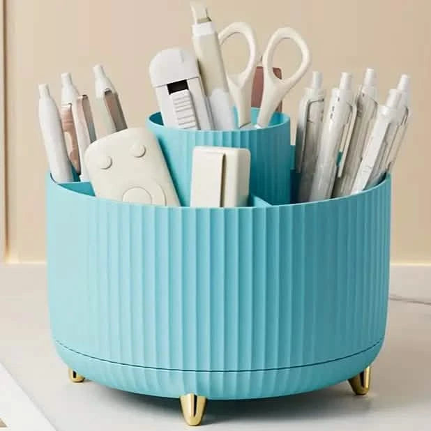 360° Rotating Makeup Organizer Holder for Brushes, Lipsticks, Skin Care & More Beauty & Personal Care Blue - DailySale