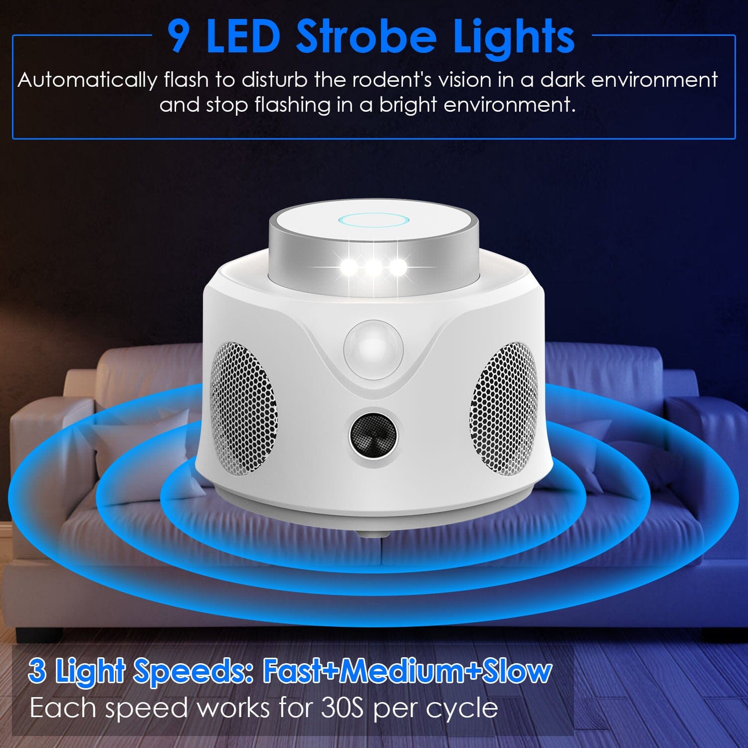 360° Ultrasonic Mice Repellent Indoor with 3 Modes 9 Strobe Lights Pest Control - DailySale