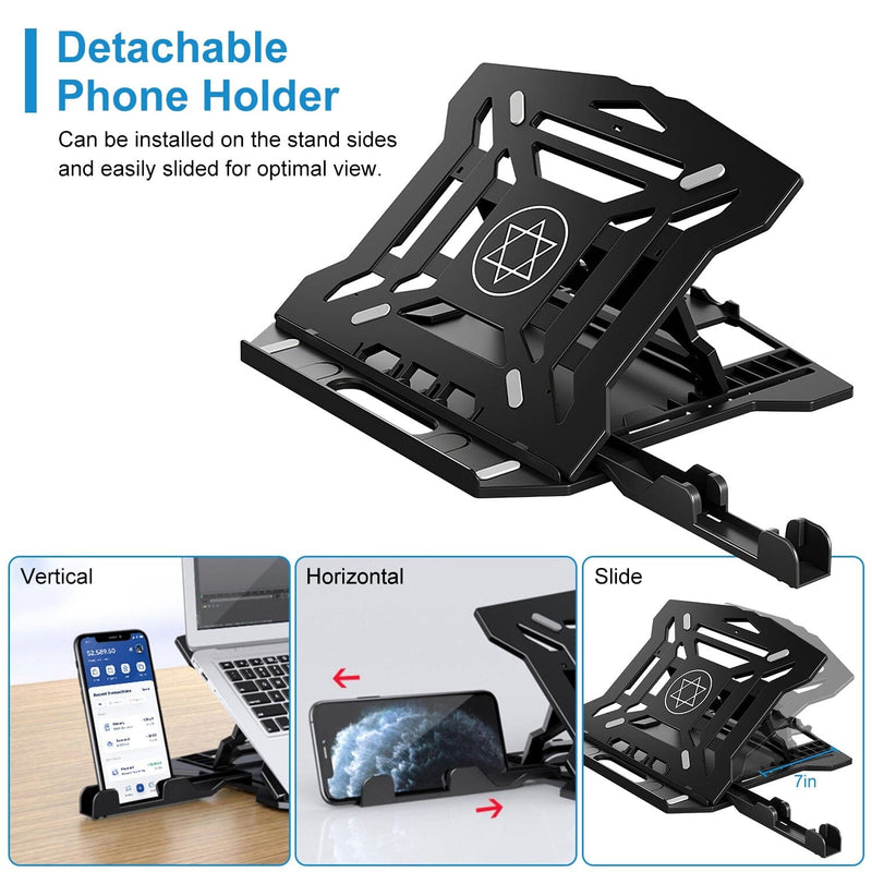 360º Rotating Laptop Riser Stand with Phone Stand 8 Level Adjustable Height Computer Accessories - DailySale