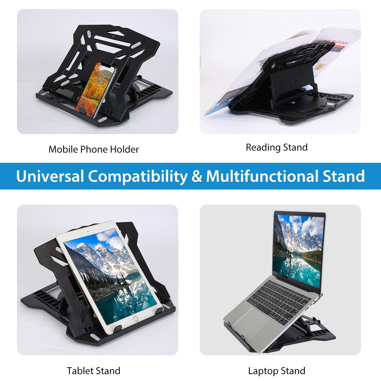 360º Rotating Laptop Riser Stand with Phone Stand 8 Level Adjustable Height Computer Accessories - DailySale