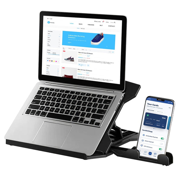 360º Rotating Laptop Riser Stand with Phone Stand 8 Level Adjustable Height Computer Accessories - DailySale
