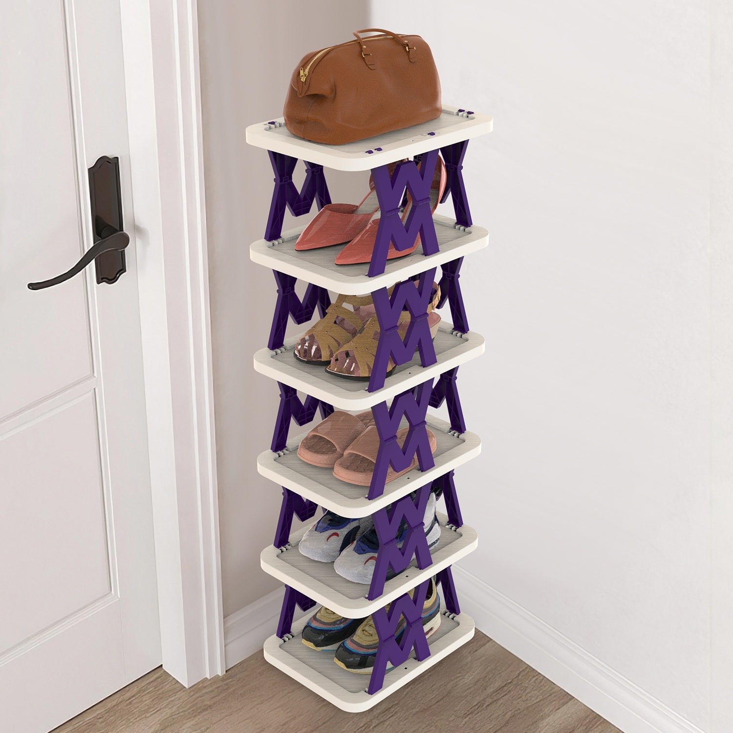 6-Tier Foldable Vertical Shoe Rack