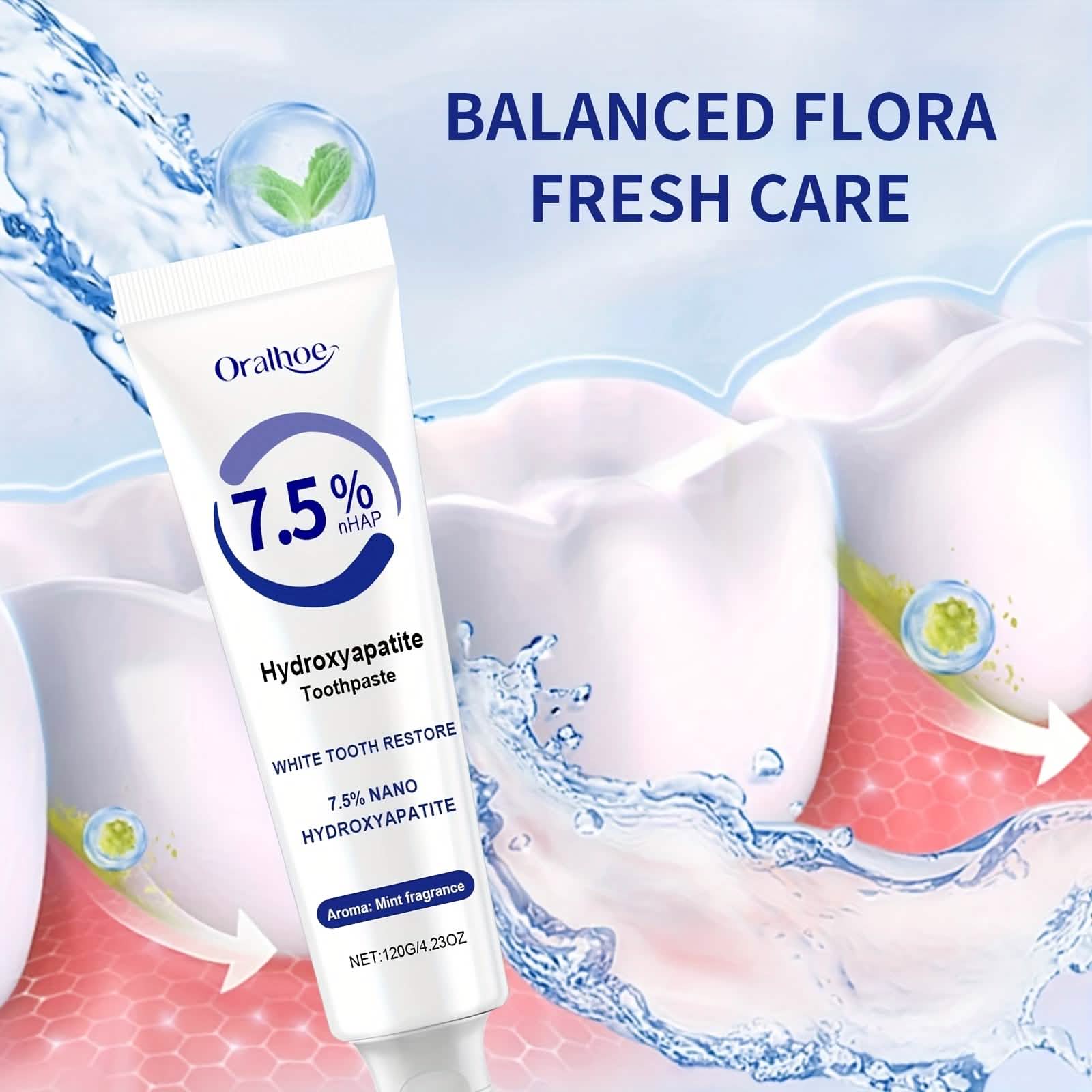 Hydroxyapatite Toothpaste – 7.5% NHAP, Whitening Mint, Gentle Teeth & Mouth Care