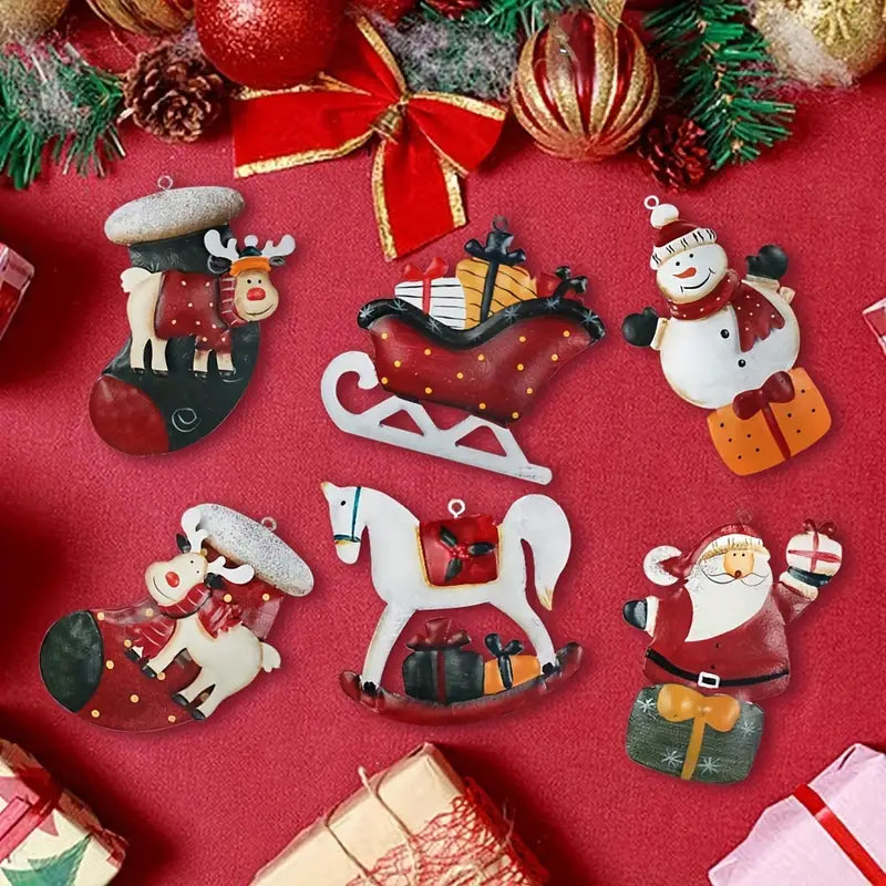 12-Pieces: Christmas Tree Colorful Resin Elk Pendant Decoration