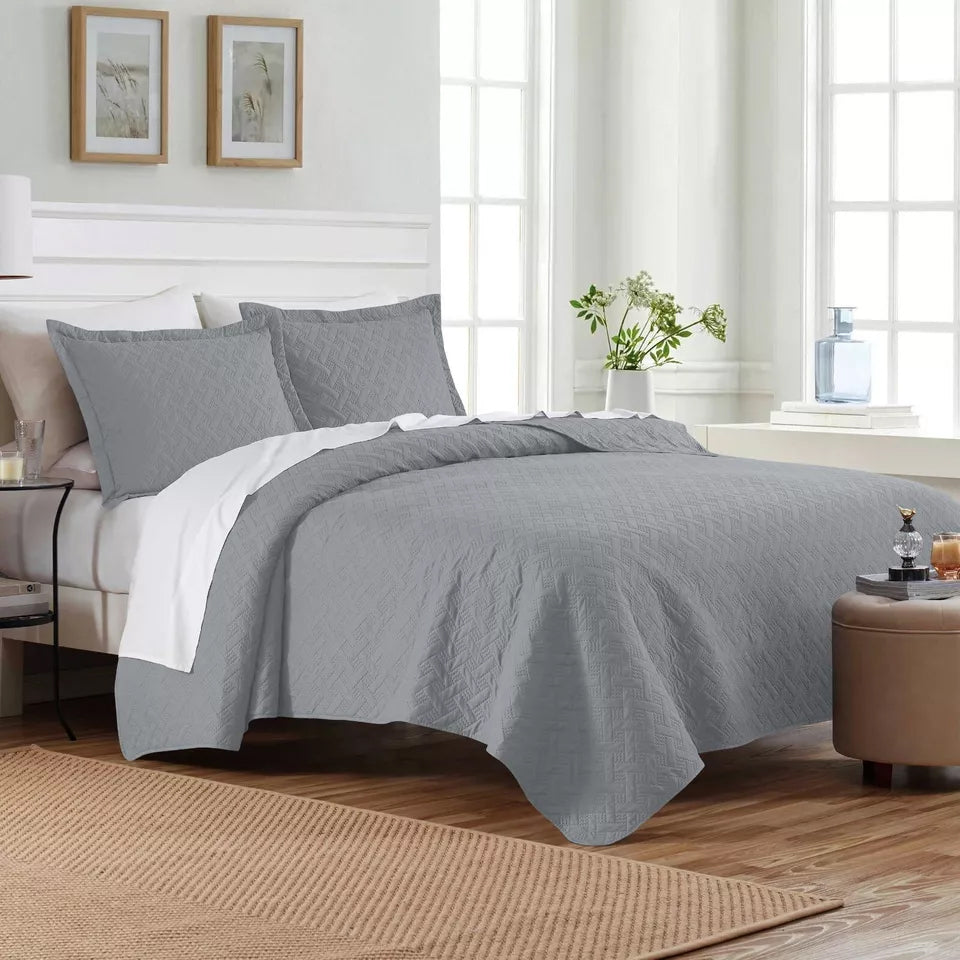 3-Piece: Dan River Basket Pinsonic Quilt Set