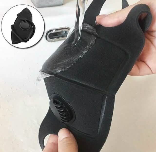 2-Pack Black Washable Face Mask with Breathing Valve
