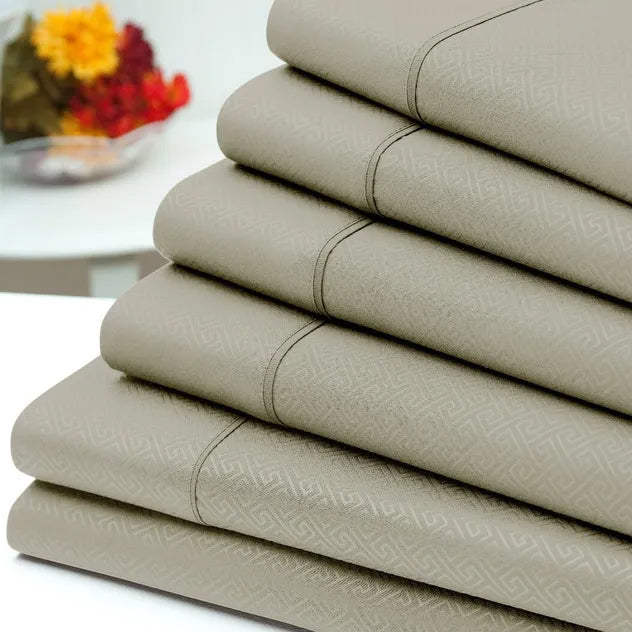 6-Piece: US Army Embossed Greek Key Sheet Set