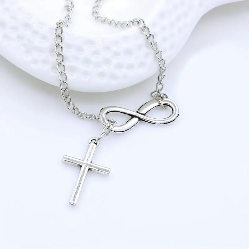 Chic Vintage-Inspired Infinity Cross Pendant Necklace