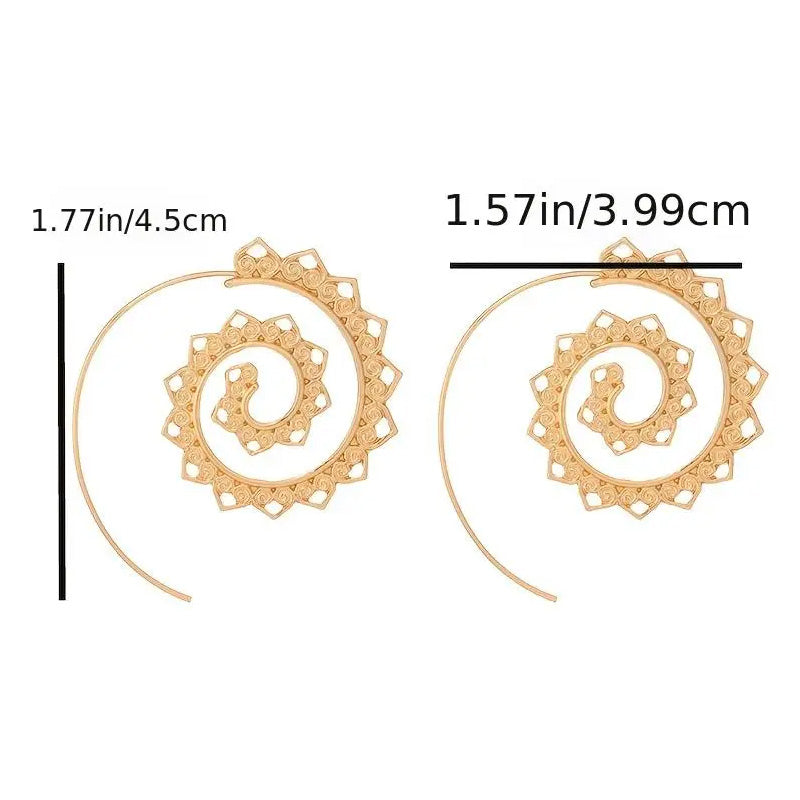 Oval Spiral Exaggerated Swirl Gear Heart Shape Earrings