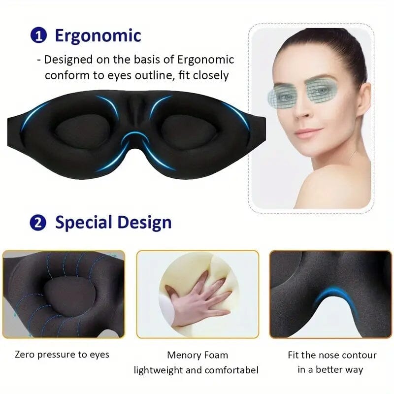 3D Contoured Cup Sleeping Mask and Blindfold Wellness - DailySale