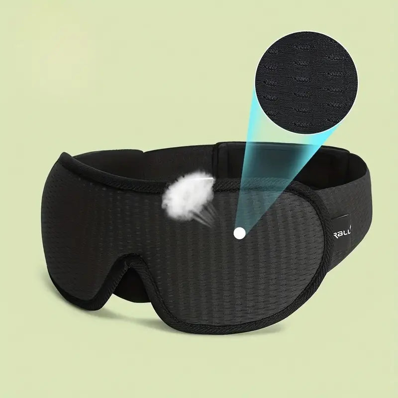 3D Sleeping Mask 100% Blackout Blindfold Sleep Mask Everything Else Black - DailySale