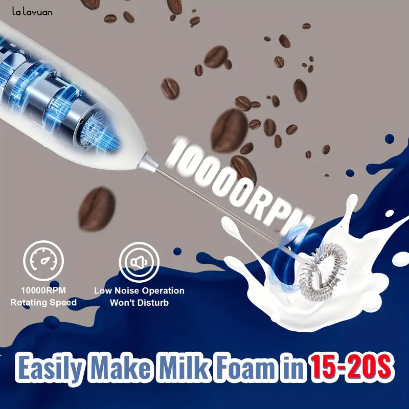 Powerful Electric Milk Frother Stainless Steel Drink Mixer