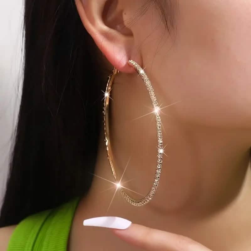 Women's Rhinestone Hoop Earrings – Large Stainless Steel Bling Hoops
