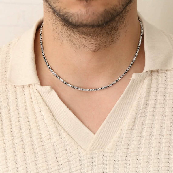 3MM Handmade Solid 925 Sterling Silver Balinese Bali Byzantine Chain N