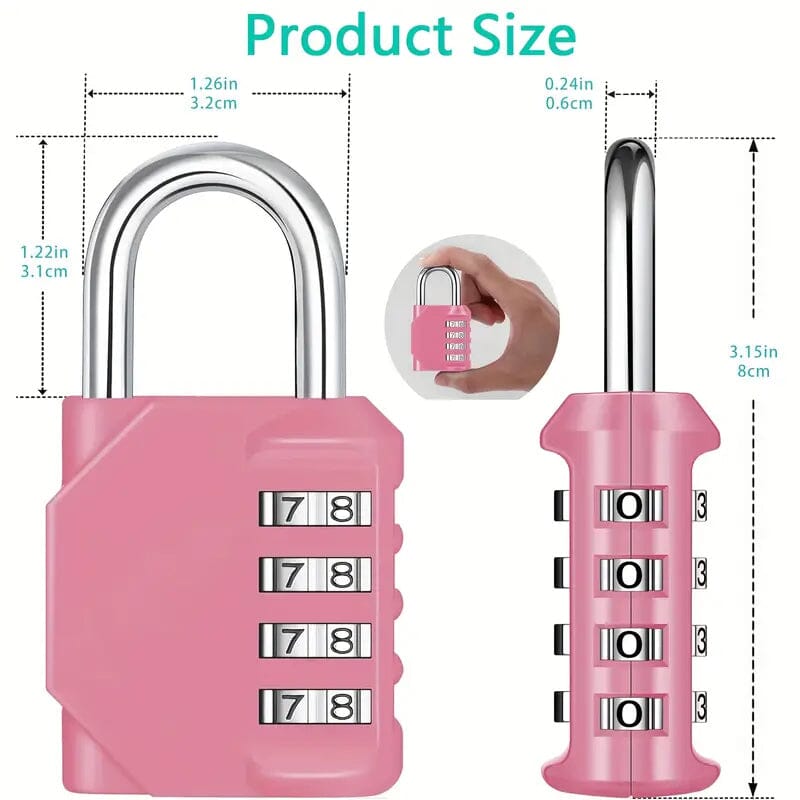 4-Digit Waterproof Zinc Alloy Combination Padlock Smart Home & Security - DailySale