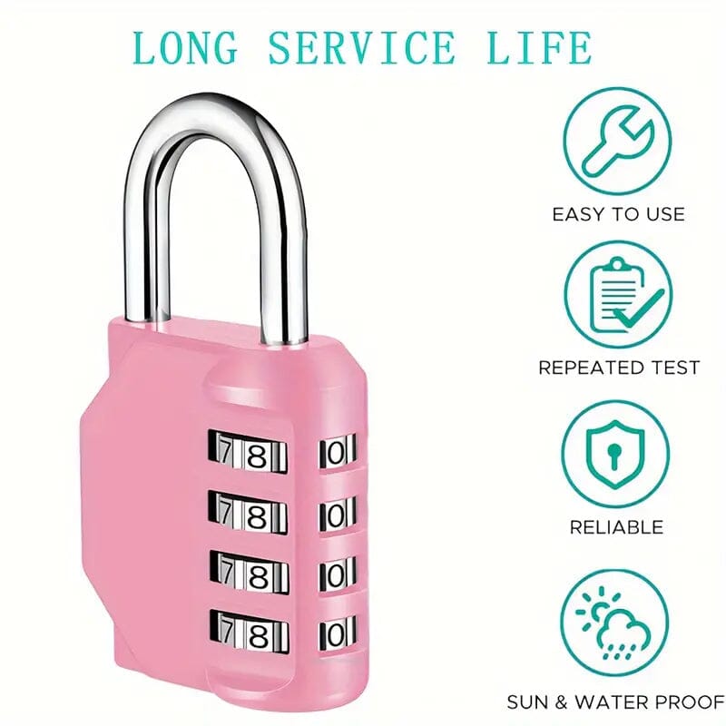 4-Digit Waterproof Zinc Alloy Combination Padlock Smart Home & Security - DailySale