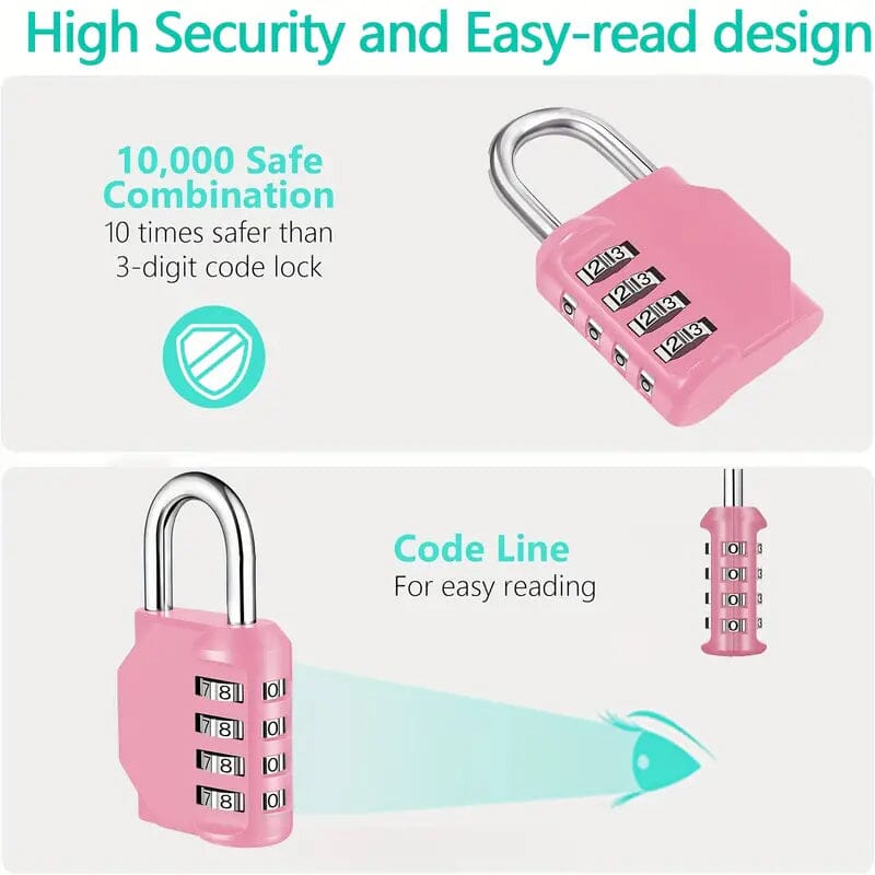 4-Digit Waterproof Zinc Alloy Combination Padlock Smart Home & Security - DailySale