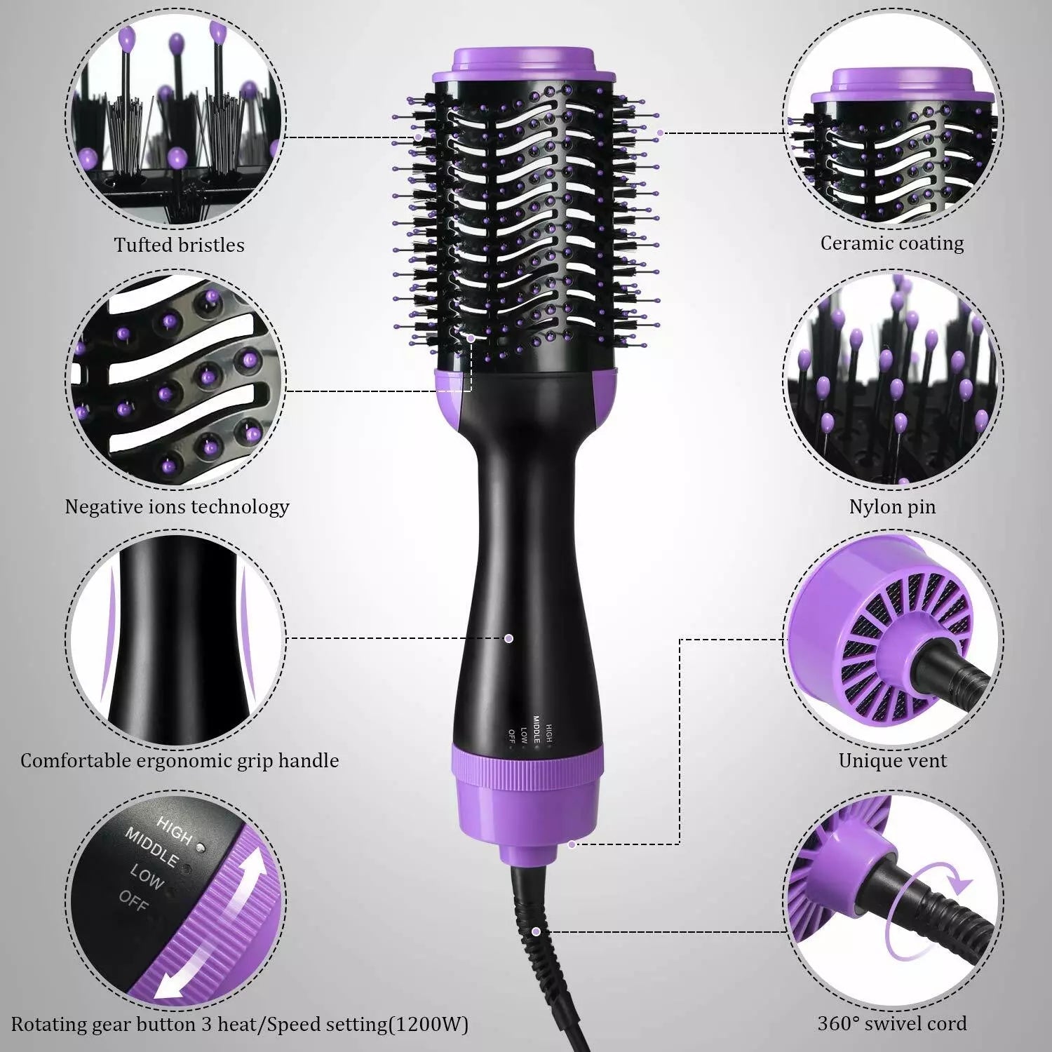 4-in-1 Negative Ion Hot Hair Dryer Brush, ASOGO One Step Hair Dryer & Volumizer Beauty & Personal Care - DailySale