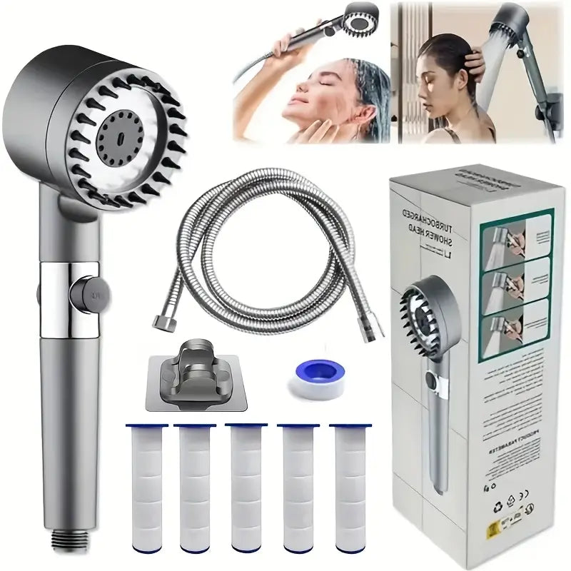 4-in-1 Removable Shower Head With 5 Filters and 3 Settings Bath - DailySale