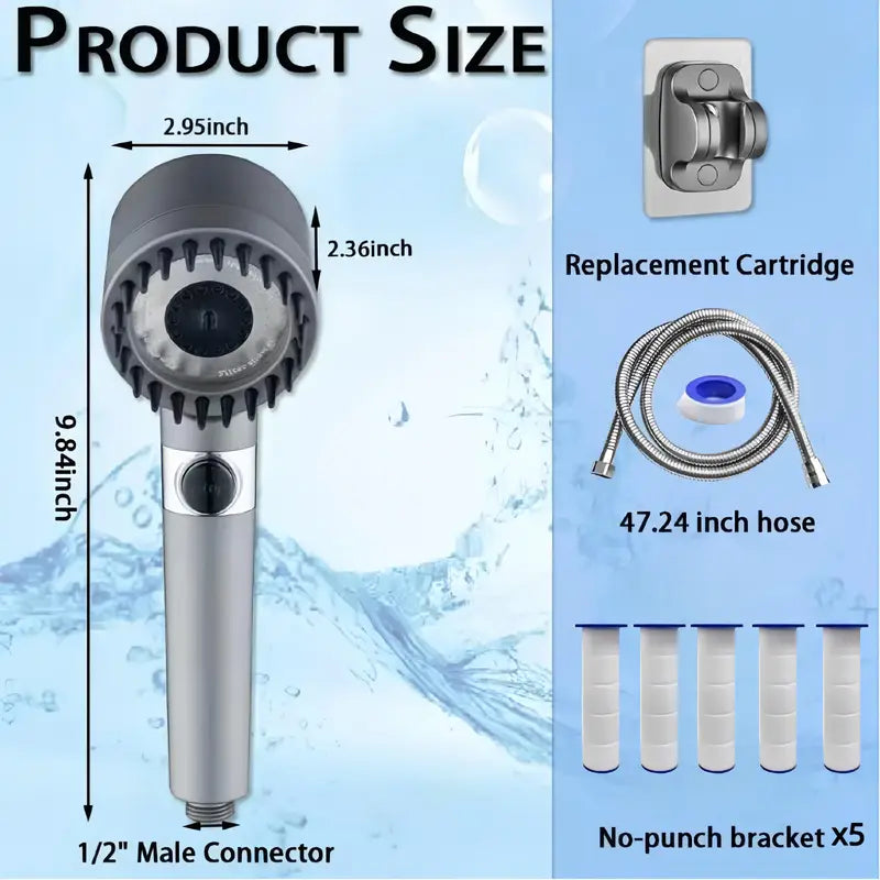 4-in-1 Removable Shower Head With 5 Filters and 3 Settings Bath - DailySale