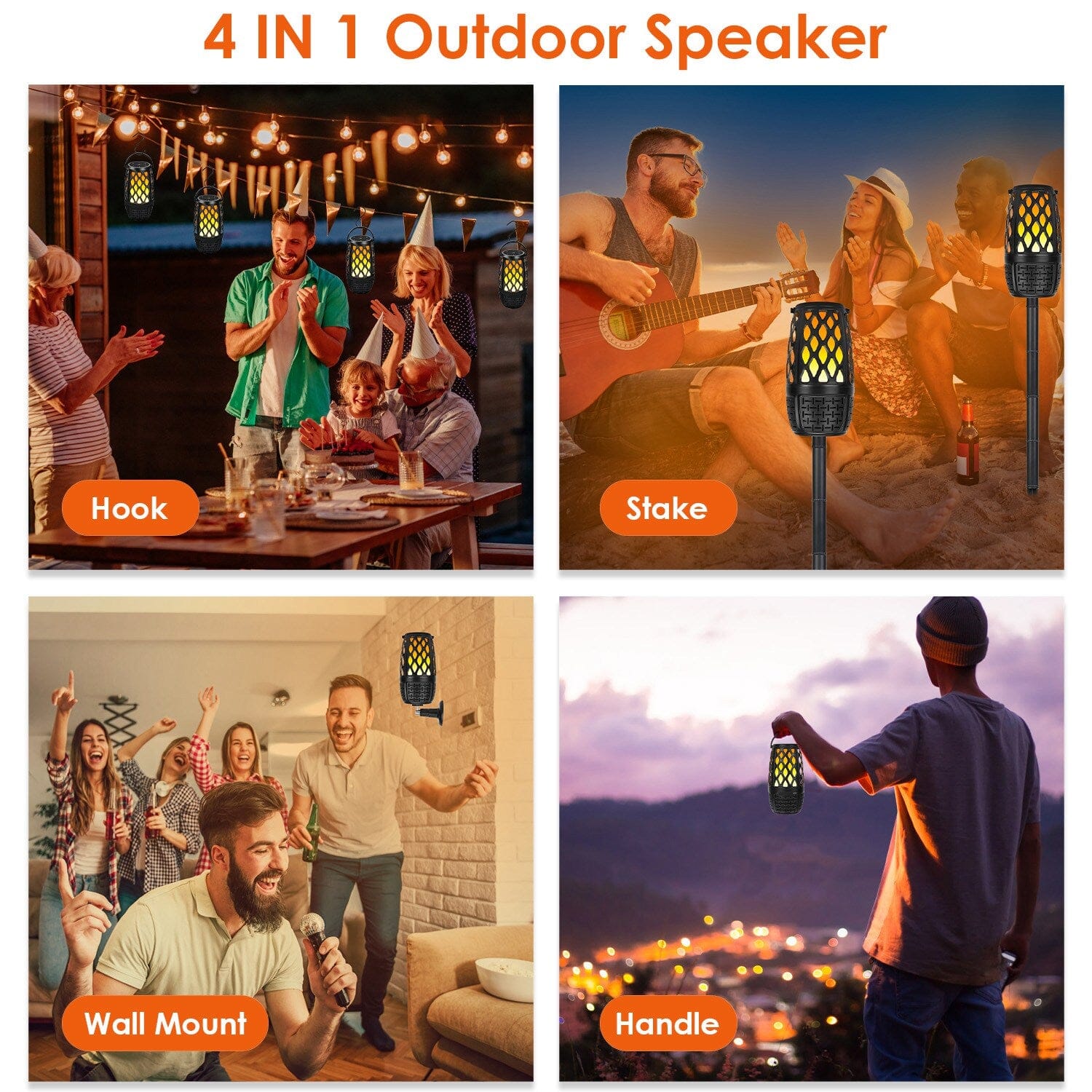 4-in-1 Wireless 5.3 IPX5 Waterproof Outdoor Speaker Speakers - DailySale