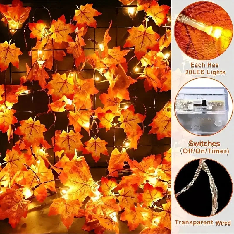 4-Pack: 2M 20LED Fall Garland Fall Decorations LED String & Fairy Lights - DailySale