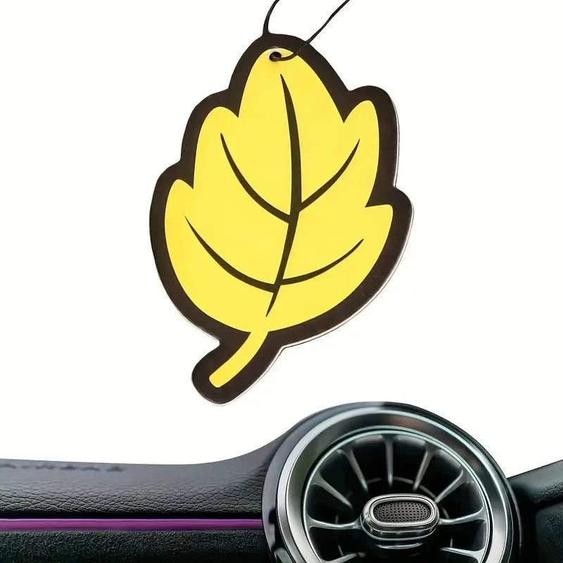 4-Pack: Car Air Freshener Natural Scented Tea Paper Auto Hanging Vanilla Perfume Fragrance Leaf Shape Automotive - DailySale