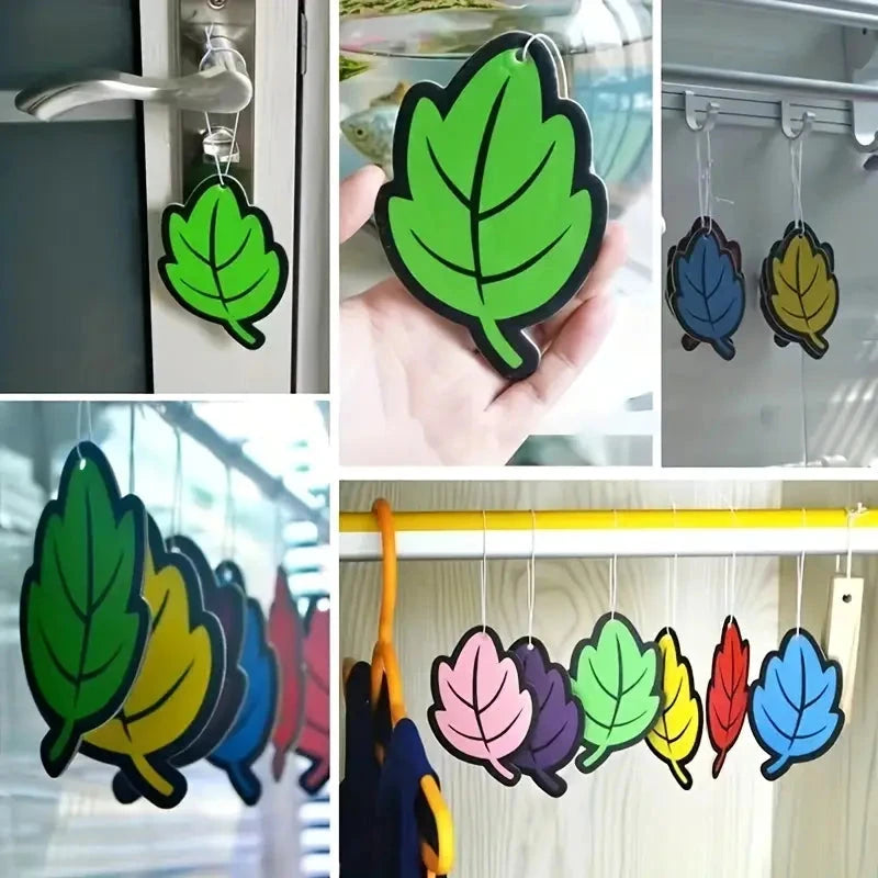 4-Pack: Car Air Freshener Natural Scented Tea Paper Auto Hanging Vanilla Perfume Fragrance Leaf Shape Automotive - DailySale