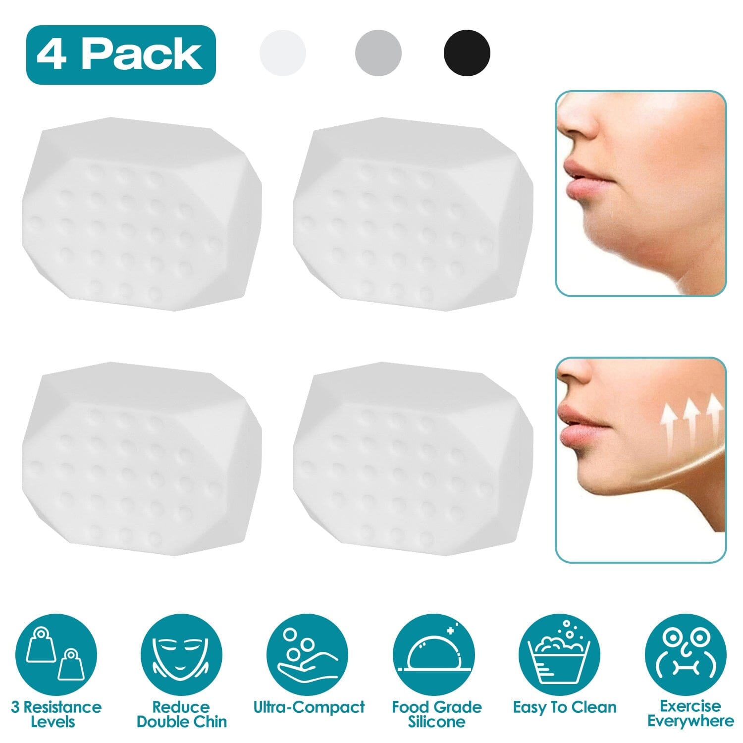 4-Pack: Jawline Exerciser with 3 Resistance Levels Wellness - DailySale