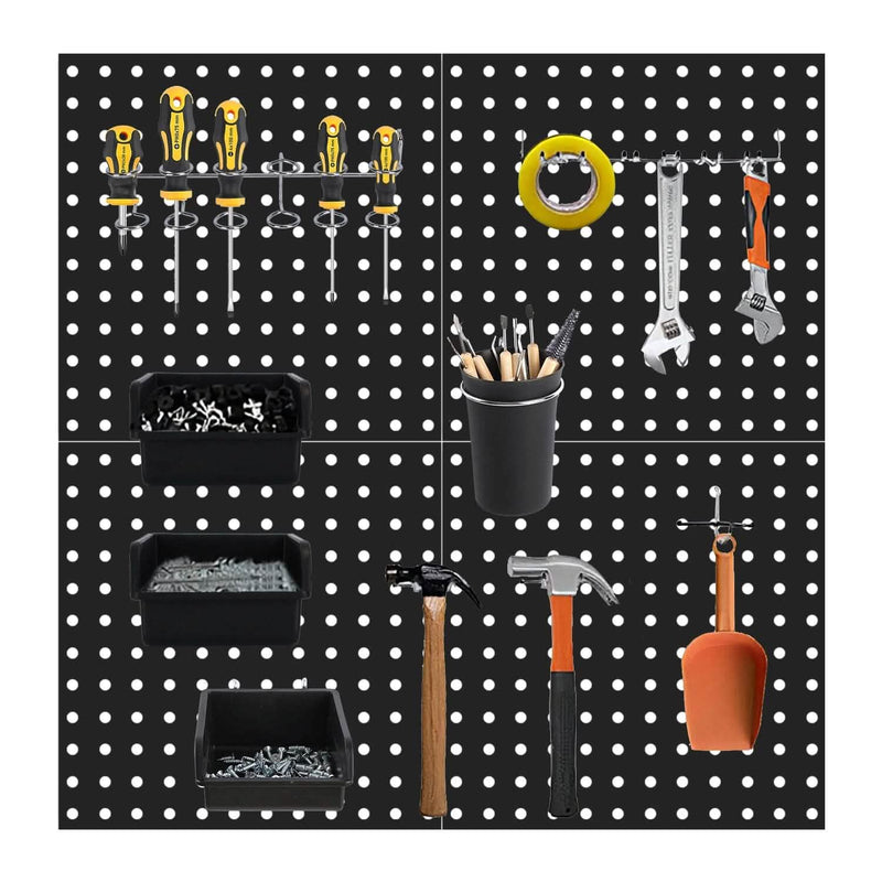 4-Pack: Metal Black Pegboard Wall Organizer with 1" Spacing 1/4" Hole Closet & Storage - DailySale
