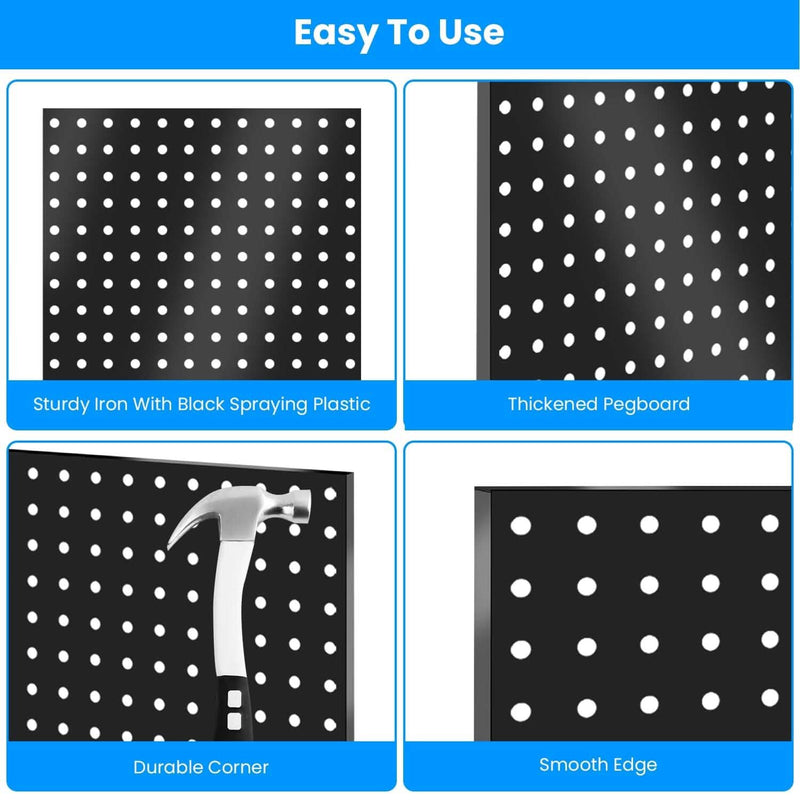4-Pack: Metal Black Pegboard Wall Organizer with 1" Spacing 1/4" Hole Closet & Storage - DailySale