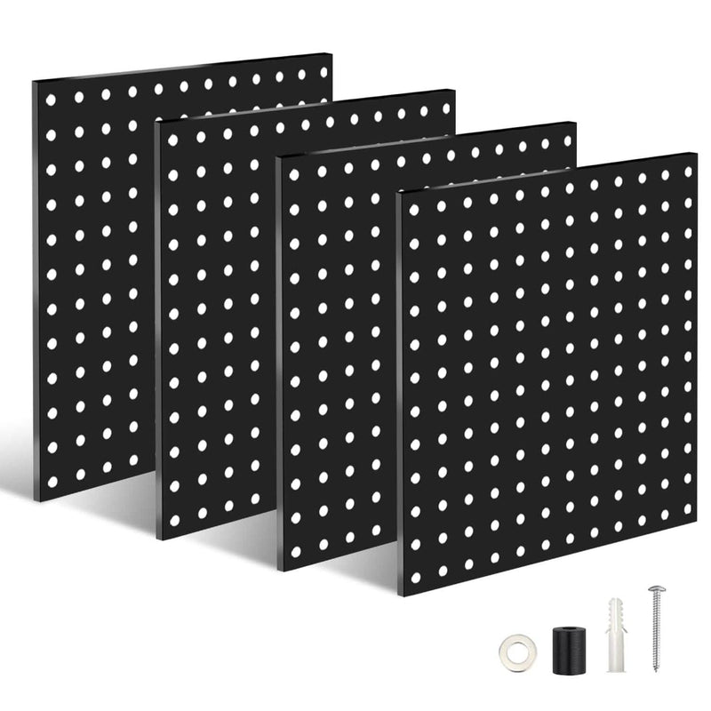4-Pack: Metal Black Pegboard Wall Organizer with 1" Spacing 1/4" Hole Closet & Storage - DailySale