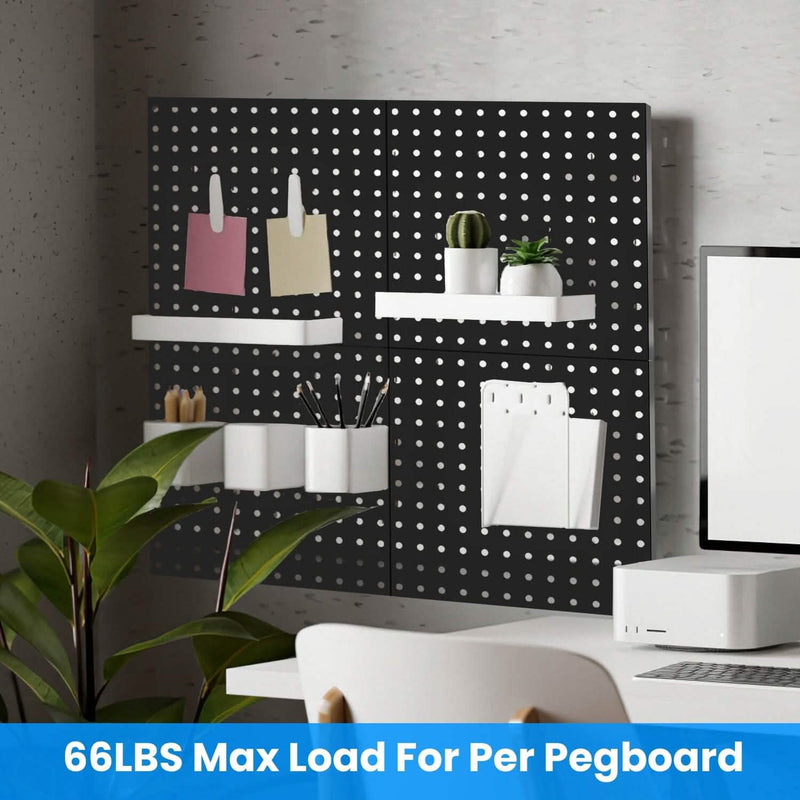 4-Pack: Metal Black Pegboard Wall Organizer with 1" Spacing 1/4" Hole Closet & Storage - DailySale