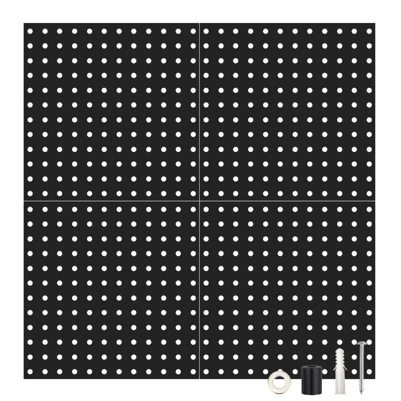 4-Pack: Metal Black Pegboard Wall Organizer with 1" Spacing 1/4" Hole Closet & Storage - DailySale