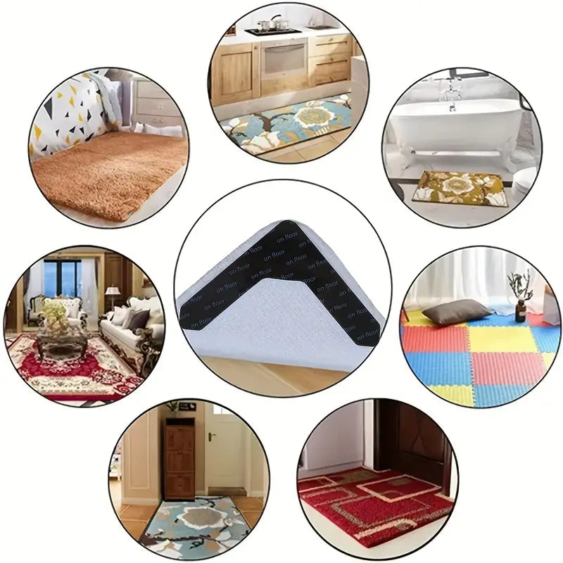 4-Pack: Reusable Non-Slip Carpet Rug Stickers Everything Else - DailySale