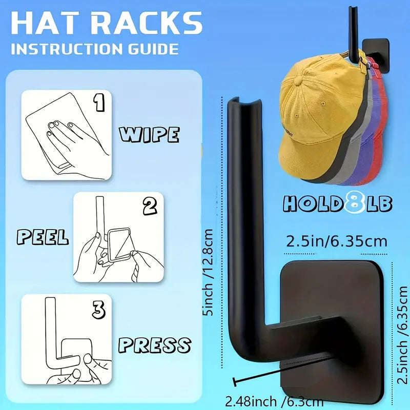 4-Pack: Wall Hat Rack, L-Shaped Storage Rack with Strong Adhesive Closet & Storage - DailySale