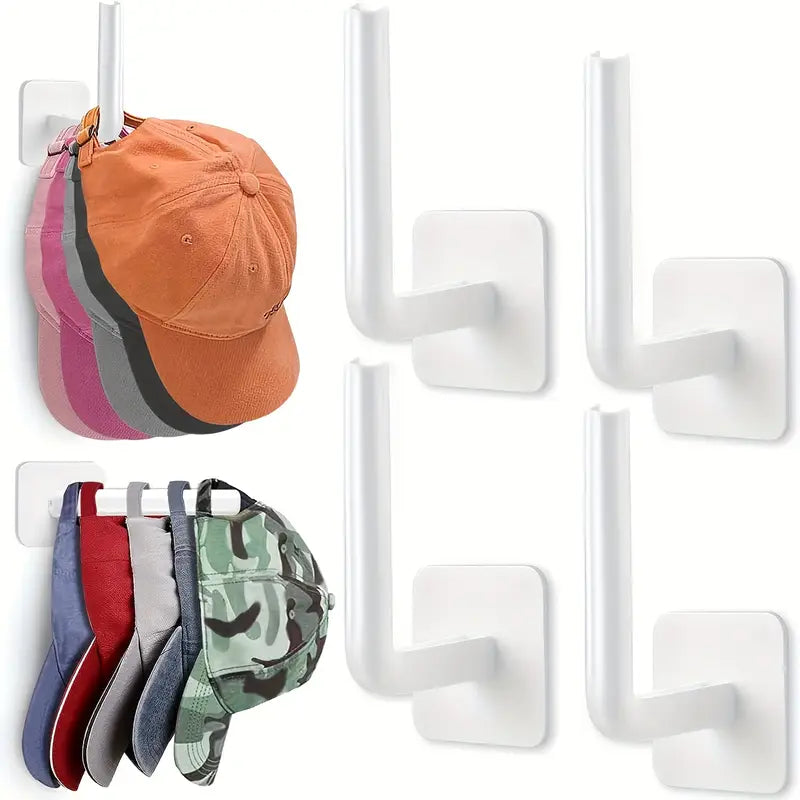 4-Pack: Wall Hat Rack, L-Shaped Storage Rack with Strong Adhesive Closet & Storage White - DailySale